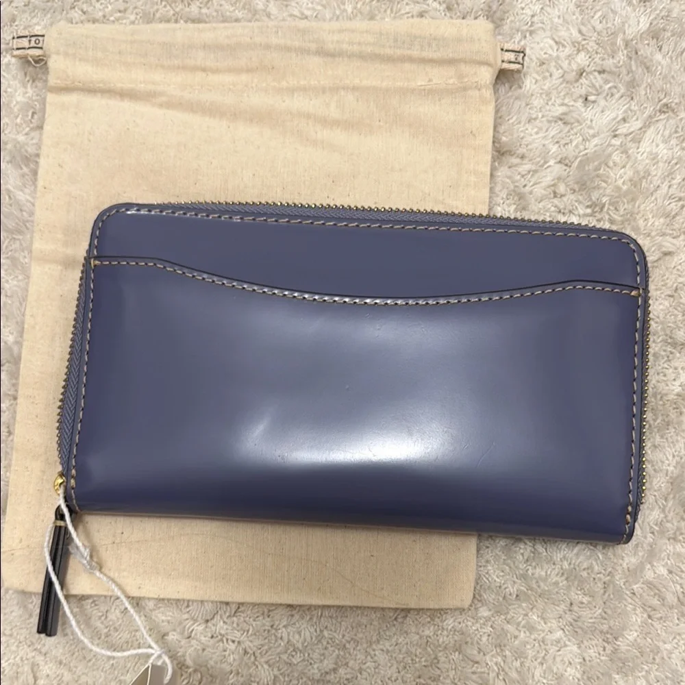 NWT Tory Burch Purple Britten Smooth Zip Continental